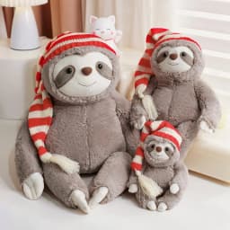 4 Sizes Adorable Christmas Sloth Wearing Santa Hat Plush Toys Soft Cartoon Huggable Sloth Doll Kawaii Decor For Home/Party