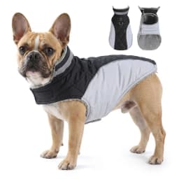 Reflective Dog Jacket Fleece Lined Warm Winter Pet Clothes Adjustable Hook Loop Coat for Small Medium Dogs French Bulldog Pug