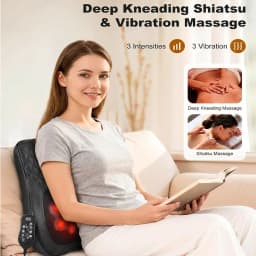 Electric Cervical Massager Waist Back Shoulder Neck Kneading Heated Deep Muscle Car and Home Use Massage Pillow Gift for Elders