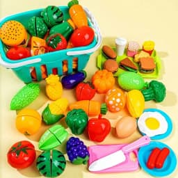 Children Pretend Toy Fruits Cutting Simulate Kitchen Toys Set Pizza Vegetable Fruit Cutting Toy Kitchen Accessories Gift or Kids