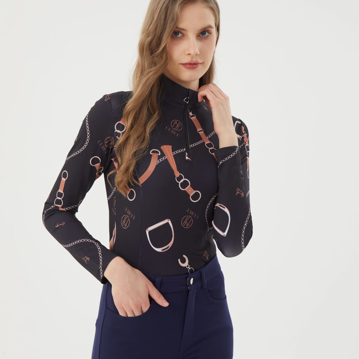 Spring and Summer Long Sleeved Equestrian T-Shirt Riding Top Women's Shirt Riding Outfit Equestrian Clothing Women's Base Knitte