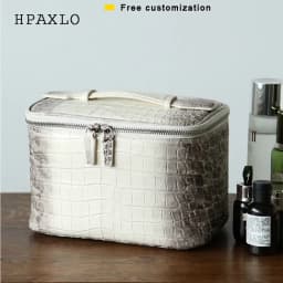 Cowhide Leather Crocodile Pattern Makeup Bag New Free Initials Travel Portable Toiletry Bag Large Capacity Storage Cosmetic Bag