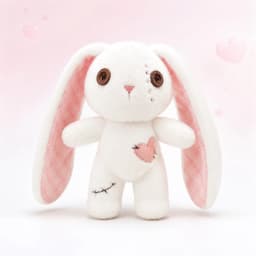 Halloween Spooky Bunny Plush Toy Funny Horror Series Stuffed Rabbit Doll with Patches & Button Eyes Creepy Cute Plushie