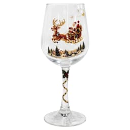 Christmas Collectible Glass Goblet Holiday Wine Stemmed Cup Festive Clear Transparent Party Gift