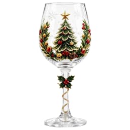 Christmas Collectible Glass Goblet Holiday Wine Stemmed Cup Festive Clear Transparent Party Gift