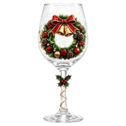 Christmas Collectible Glass Goblet Holiday Wine Stemmed Cup Festive Clear Transparent Party Gift