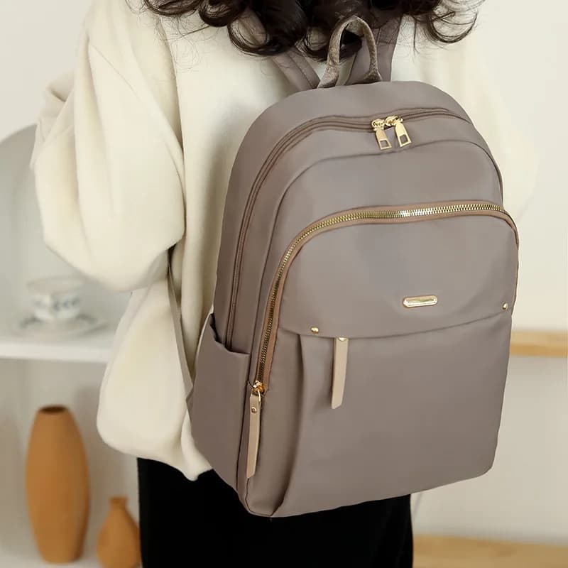 Waterproof Nylon Backpack for Women Lightweight School Backpack Multi-Pocket Travel Daypack Elegant Leisure Backpack with Zipper