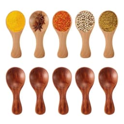 5Pcs Wooden Spoon Kitchen Small Spoon Wood Spice Spoon Mini Wooden Scoop Tea Spoons for Powder Sugar Jar Kitchen Accessories