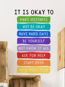 It's Okay to Not be Okay Poster, Motivational Kids Art, Classroom Posters Quotes, Educational Wall Art, Playroom Wall Art Decor
