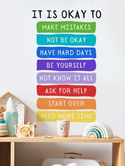 It's Okay to Not be Okay Poster, Motivational Kids Art, Classroom Posters Quotes, Educational Wall Art, Playroom Wall Art Decor