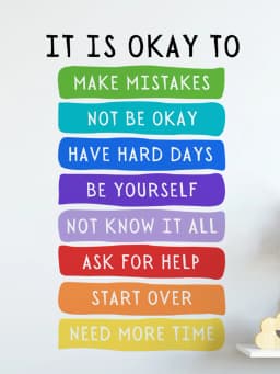 It's Okay to Not be Okay Poster, Motivational Kids Art, Classroom Posters Quotes, Educational Wall Art, Playroom Wall Art Decor