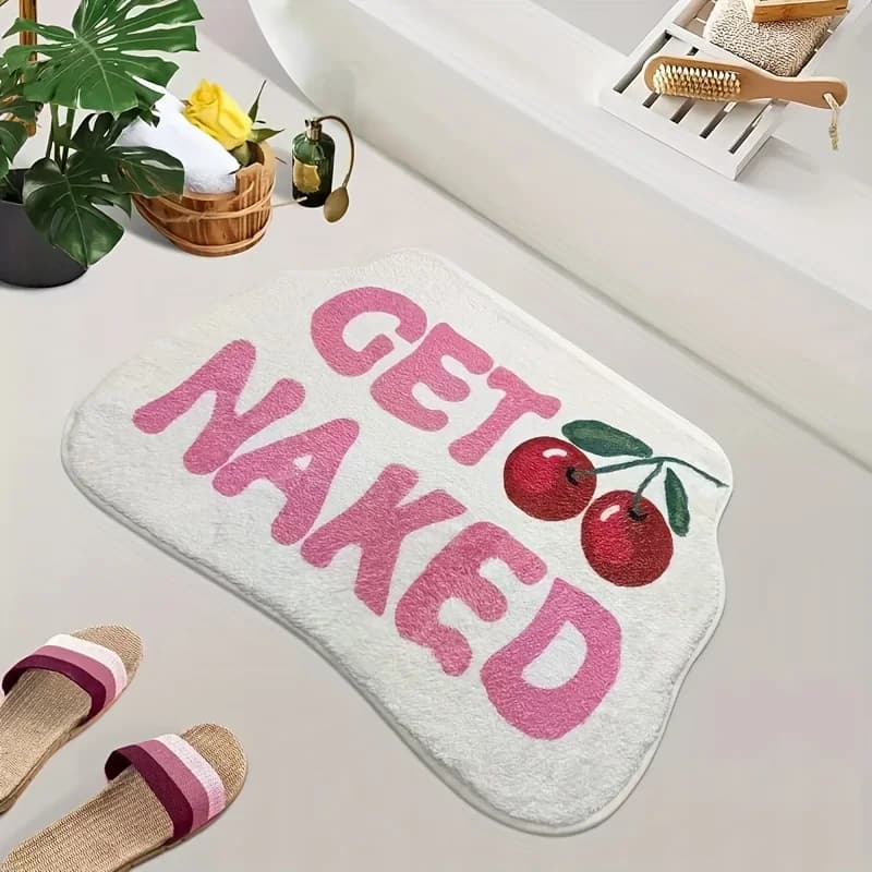 VIKAMA "GET NAKED" Cherry Bathroom Carpet Absorbent Anti slip Bathroom Mat Bathtub Shower Area Sink Soft Foot Mat