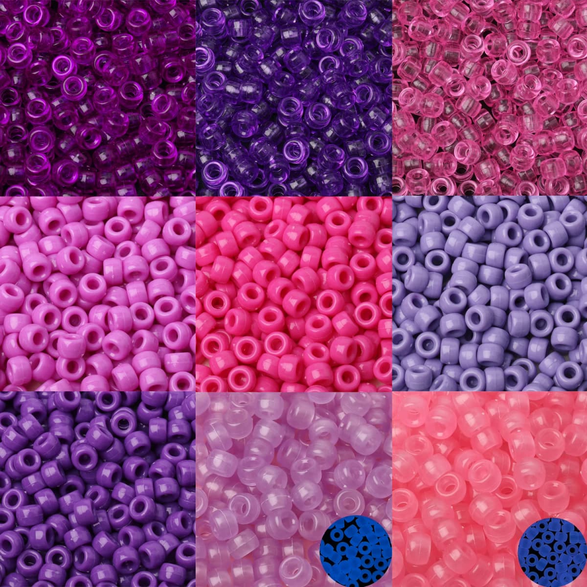 100pcs Purple Color 6x9mm Pony Beads Acrylic Loose Beads Diy Craft Jewelry Bracelets Making Hair Supplies