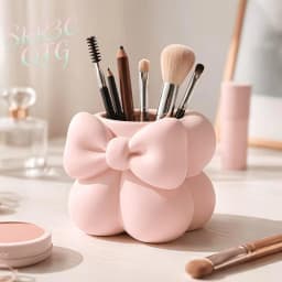 3D Stylish Desk Storage Bucket Multifunctional Makeup Brush Organizer Pen Holder For Eyebrow Brush