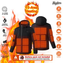 15 Area Heated Hooded Jacket Male Warm Heated Jacket Female Winter Outdoor Sport Warm Hooded Coat (Not Included The Power Bank)