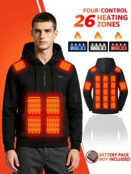 26 Zone Heated Sweatshirt for Men Women Fast Heating USB Constant Temp Hoodie Machine Washable Windproof for Commute Outdoor