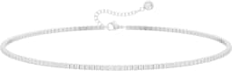 Tennis Bracelet Necklace Women 14K Gold/Silver Plated Rhinestone Choker Necklace Dainty Cubic Zirconia Cut Faux Diamond Chain