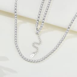 Orstarry S925 Sterling Silver Necklace Tennis Chain Necklace 2mm & 3mm Cubic Zirconia for Women Exquisite Jewelry Birthday Gift