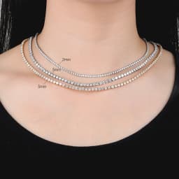 Orstarry S925 Sterling Silver Necklace Tennis Chain Necklace 2mm & 3mm Cubic Zirconia for Women Exquisite Jewelry Birthday Gift