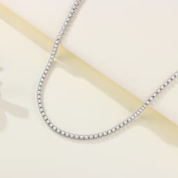 Orstarry S925 Sterling Silver Necklace Tennis Chain Necklace 2mm & 3mm Cubic Zirconia for Women Exquisite Jewelry Birthday Gift