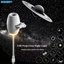 New 2 in 1 USB Projection Light Manual Focus Galaxy Projector Light Car Ambient Lamp Romantic Room Moon Saturn Star Night Lights