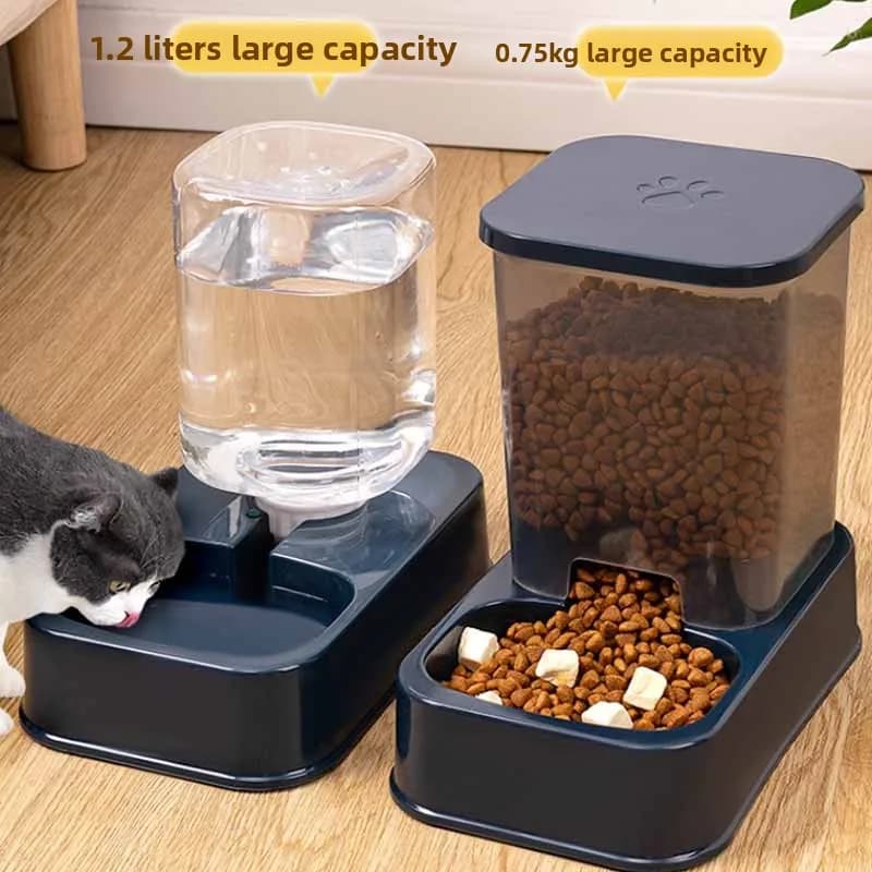 1.2L/1.5L Pet Automatic Feeder Plastic Large Capacity Cat Dog Water Dispenser Feeder Set 3 Colors 2 Styles