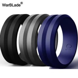 WarBLade V-groove Silicone Rings Food Grade FDA Silicone Finger Ring Hypoallergenic Sport Antibacterial Men Wedding Rubber Bands