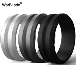 WarBLade V-groove Silicone Rings Food Grade FDA Silicone Finger Ring Hypoallergenic Sport Antibacterial Men Wedding Rubber Bands