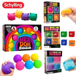 Schylling Rainbow Teenie Nee Doh Stress Balls 6pcs Soft Squishy Toys Anxiety Relief Squeeze Toys For Teenager Calm Mood