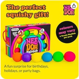 Schylling Rainbow Teenie Nee Doh Stress Balls 6pcs Soft Squishy Toys Anxiety Relief Squeeze Toys For Teenager Calm Mood