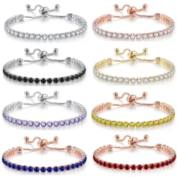 Adjustable Colorful Birthstone Tennis Bracelets for Women 4MM Crystal Bangle Female Hand Chain Trend Jewelry Accessories H133