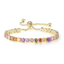 Adjustable Colorful Birthstone Tennis Bracelets for Women 4MM Crystal Bangle Female Hand Chain Trend Jewelry Accessories H133