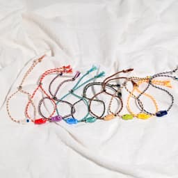 Set of 10Pcs Ceramic Fish Bracelet for Women Handmade Woven Colored Rope Boho Wrap Charm Bracelet Friendship Popular Jewelry