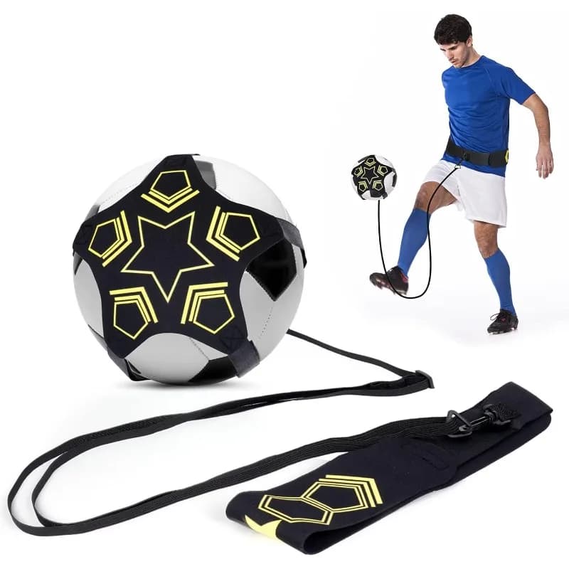 Football Training Belt Adjustable Belt with Ball Elastic Cord Swing Trainer Soccer Practice Ball Control Drills Skills Training