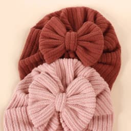 Baby Knot Turban Newborn Ribbed Hat 0-5T Elastic Knitted Bow Indian Cap Winter Cute Hats Infant Toddler Thick Girls Boy Kid New