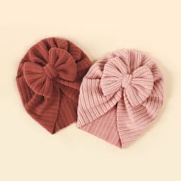 Baby Knot Turban Newborn Ribbed Hat 0-5T Elastic Knitted Bow Indian Cap Winter Cute Hats Infant Toddler Thick Girls Boy Kid New