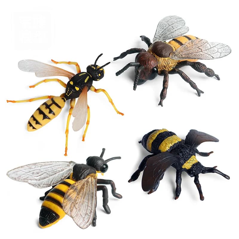 Oenux Realistic Bee Wasp Hornet Figurine Simulation Insect Model Prank Educational Cognitive Statue for Desk Display Collection