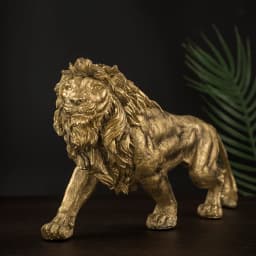 NORTHEUINS Resin Golden Lion King Figurines Home Office Desktop Modern Animal Statue Decoration Accessories Living Room Decor