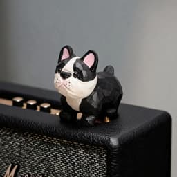 Hand Carved Wooden French Bulldog Figurine Natural Solid Basswood Hand Painted Frenchie Statue Cute Dog Tabletop Ornament
