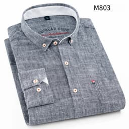 Fashion Korean Clothes Linen Cotton Long-Sleeve Shirts for Men Slim Fit Casual Plain Shirt Single Pocket Designer White Shirt