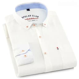 Fashion Korean Clothes Linen Cotton Long-Sleeve Shirts for Men Slim Fit Casual Plain Shirt Single Pocket Designer White Shirt