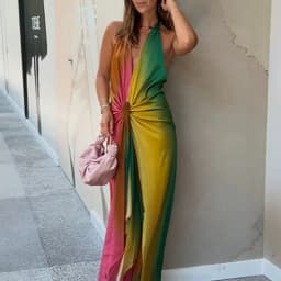 Tie Dye Print Twisted Hem Party Dress Ladies Sexy Backless Bohemian Dresses 2026 Deep V Hollow Out Sleeveless Summer Long Dress