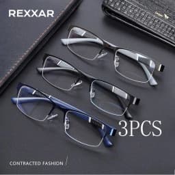 3PCS Blue Light Blocking Reading Glasses Men Half-frame Glasses Business Male Eyeglasses For Old People Glasses With Grade +100
