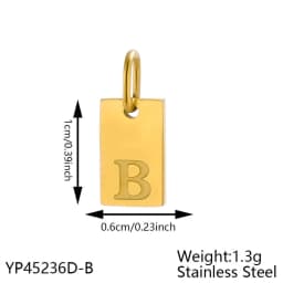 CARLIDANA A-Z Stainless Steel Polished Square Gold Color Pendant Hang Letters DIY Bracelet Pet Collar Necklace Jewelry Making