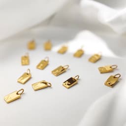 CARLIDANA A-Z Stainless Steel Polished Square Gold Color Pendant Hang Letters DIY Bracelet Pet Collar Necklace Jewelry Making