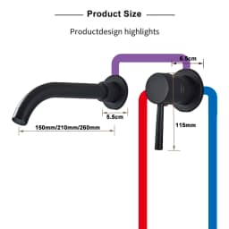 Bathroom Faucet Mixer Modern Matte Black Basin Faucet Hot Cold Water Mixer Sink Tap Wall Mount Spout Bath Lever Handle