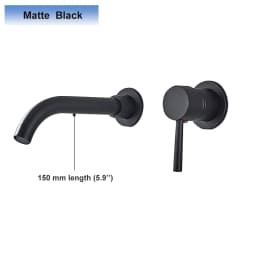 Bathroom Faucet Mixer Modern Matte Black Basin Faucet Hot Cold Water Mixer Sink Tap Wall Mount Spout Bath Lever Handle