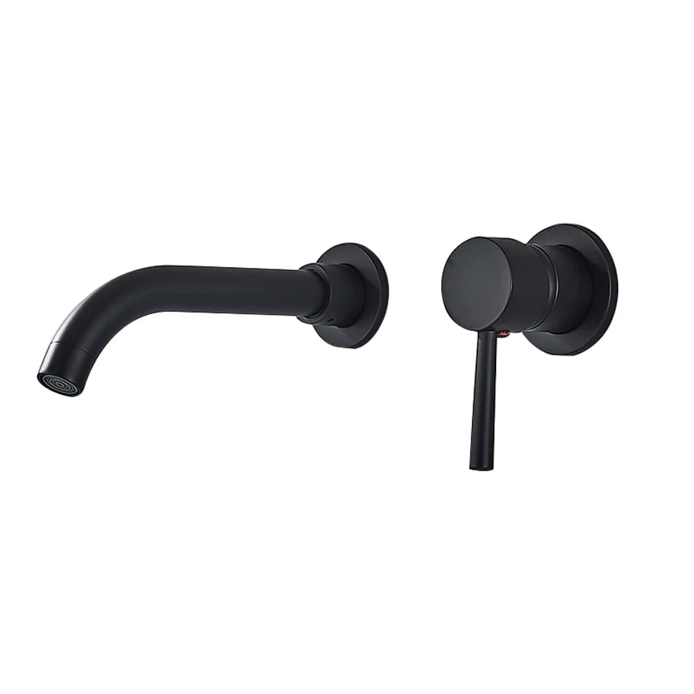 Bathroom Faucet Mixer Modern Matte Black Basin Faucet Hot Cold Water Mixer Sink Tap Wall Mount Spout Bath Lever Handle