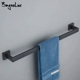 Bathroom Hardware Black Wall Mounted Bath Towel Holder Bathroom Towel Racks Clothes Hanger For Hotel Home In Matte Black