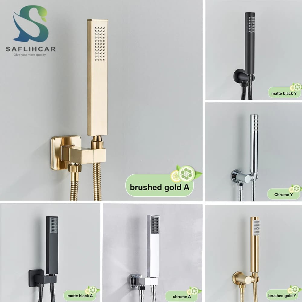Brushed Gold Handshower Head ABS Plastic Handheld Shower Head 150cm Stainless Steel Shower Hose Wall Mounted Faucet Accessory
